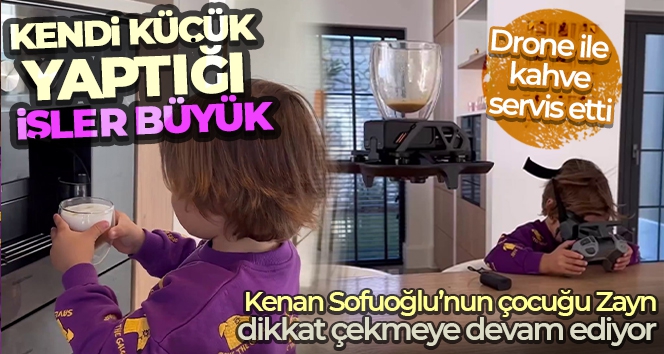 3 yaşındaki çocuğun dronlu kahve servisi sosyal medyada gündem oldu