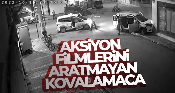 Aksiyon filmlerini aratmayan kovalamaca kazayla bitti