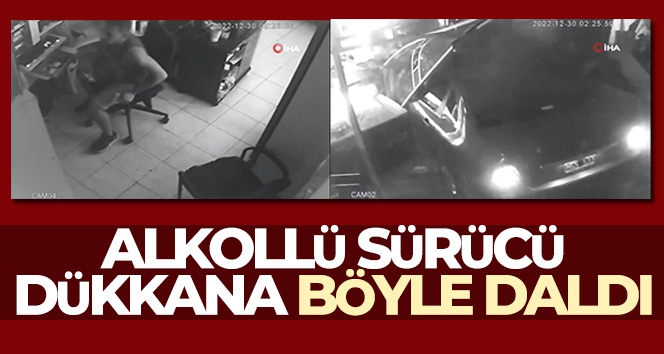 Alkollü sürücü dükkana daldı, 2 kişi ölümden döndü