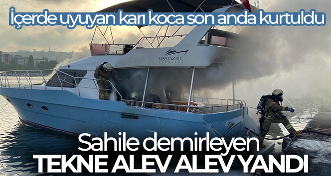 Balat'ta sahile demirleyen tekne yandı: İçerde uyuyan karı koca son anda kurtuldu