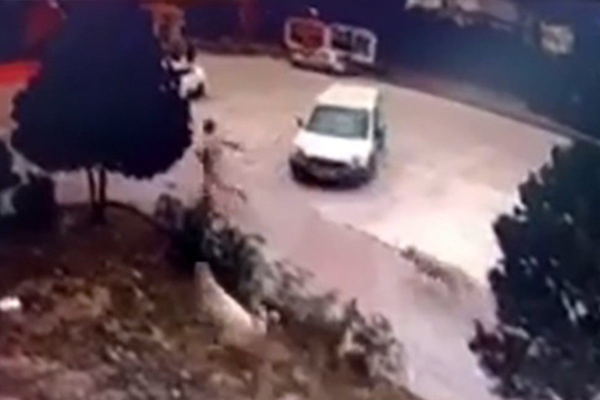 Başakşehir'de sokak köpeklerinin bir adamı kovaladığı anlar kamerada