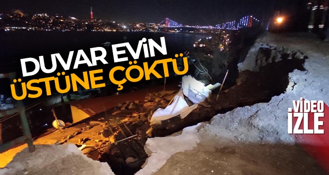 Beşiktaş'ta istinat duvarı evin üstüne çöktü