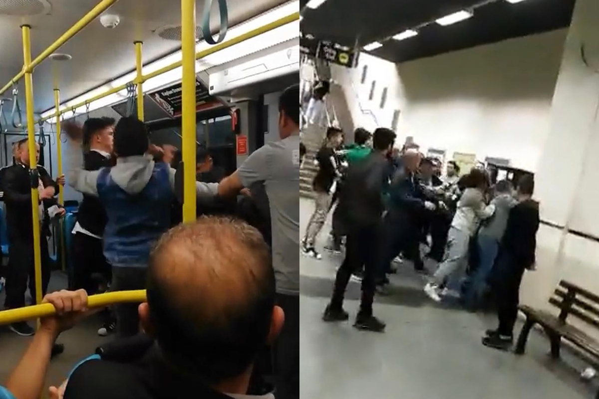 Bursa'da tekme tokatlı metroda sigara içme kavgası kameralarda