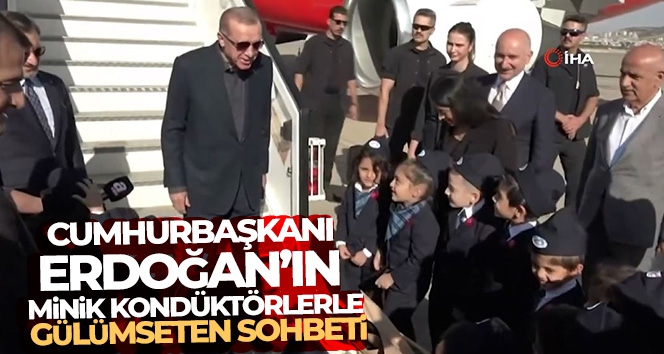 Cumhurbaşkanı Erdoğan'ın minik kondüktörlerle sohbeti gülümsetti