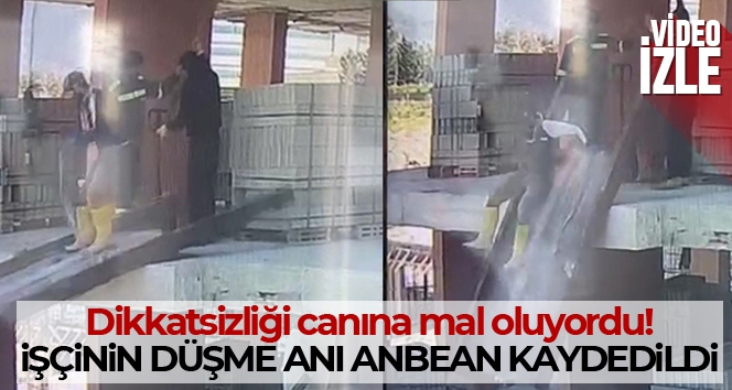 Dikkatsiz işçi, inşaatın ikinci katından bastığı kalasla birlikte aşağı düştü