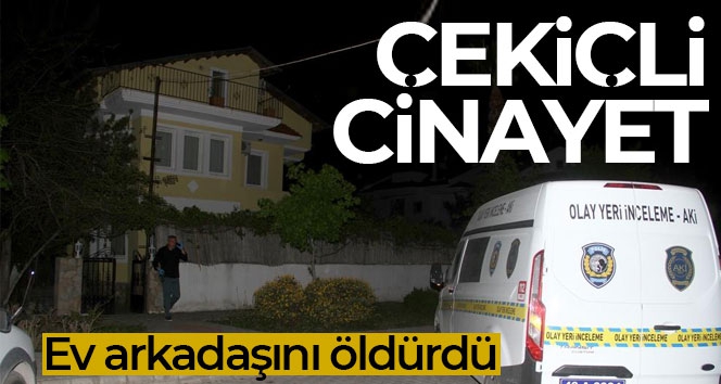 Ev arkadaşını çekiçle öldürdü