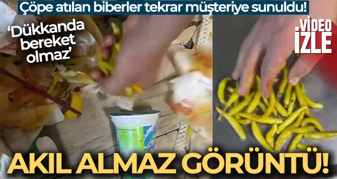 Kadıköy'de akıl almaz görüntü: Çöpe dökülen biberleri toplayıp tekrar müşteriye sundular