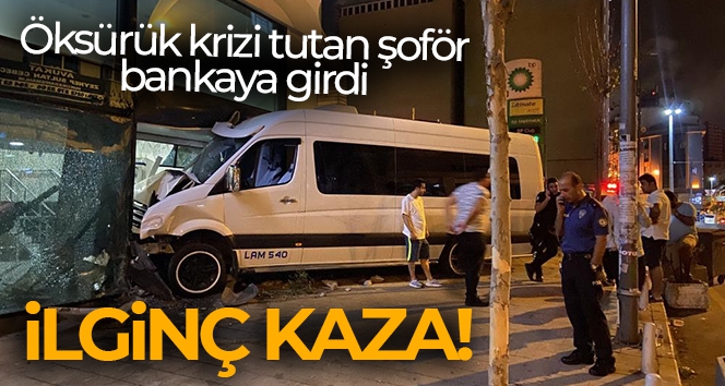 Kağıthane'de öksürük krizi tutan şoför, servis aracıyla bankaya girdi: 1 yaralı