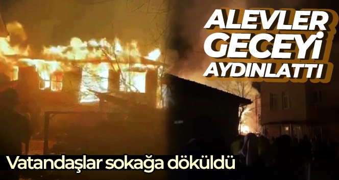 Kalorifer kazanı patladı, alevler geceyi aydınlattı