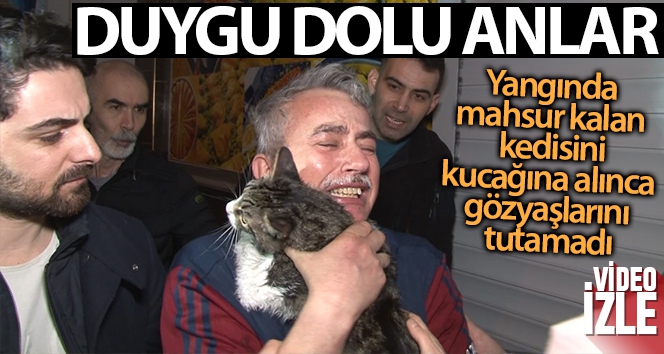 Kedisi ‘Pıtır'ı kucağına alan sahibi gözyaşlarını tutamadı