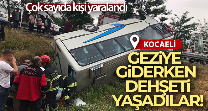 Kocaeli'de otobüs şarampole yuvarlandı: 17 yaralı