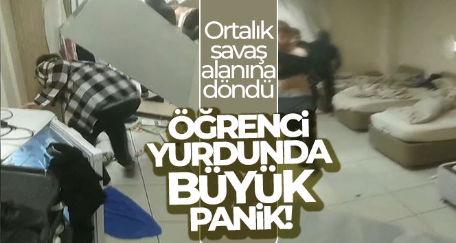 Öğrenci yurdunda büyük panik! Depremde ortalık savaş alanına döndü