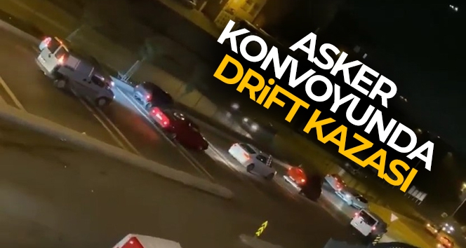 Pendik'te asker konvoyundaki drift kazası kamerada