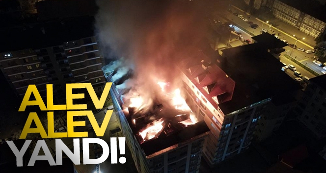 Rize'de bir binanın terasında yangın çıktı