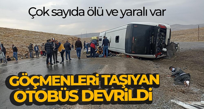 Sivas'ta göçmenleri taşıyan otobüs devrildi, çok sayıda ölü ve yaralı var