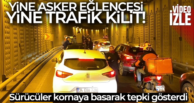 Ümraniye'de asker eğlencesinde trafik magandaları alt geçidi trafiğe kapattı
