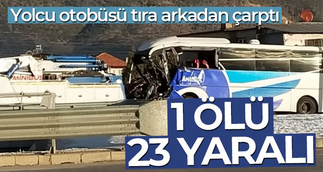 Yolcu otobüsü limon yüklü tıra arkadan çarptı; 1 ölü, 23 yaralı